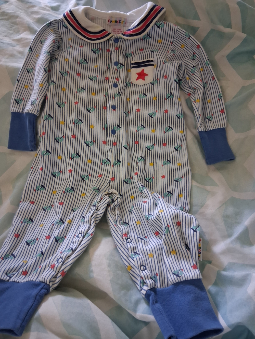 Vintage 90's Gymboree Blue Stripe Sailboat Romper